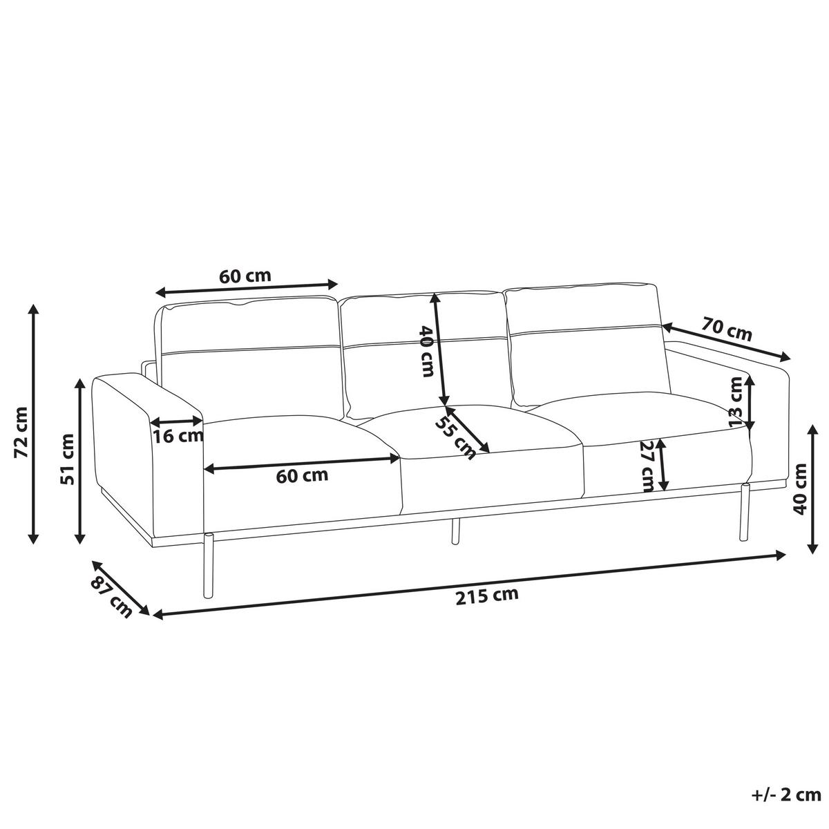 3-SITZER-SOFA Bouclé cremeweiß Sovik - Weiß, Textil (215/72/87cm) - Beliani