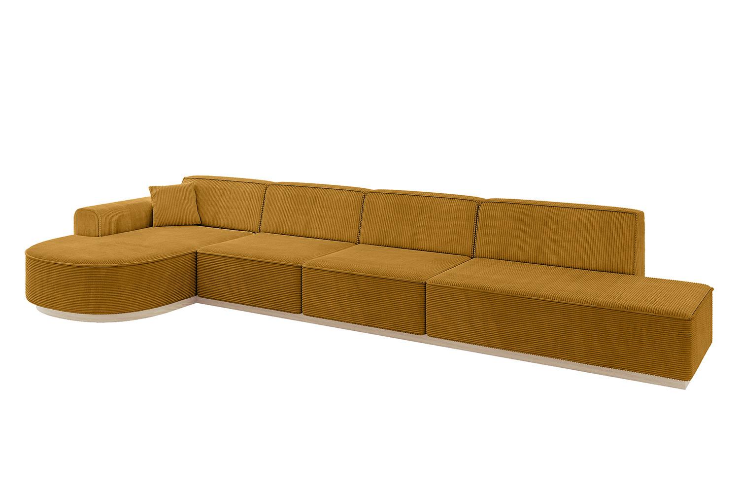 ECKSOFA Ottomane Links ARRIO-L3 - 413x171x83 cm Senfgelb - Currygelb/Gelb, Holzwerkstoff/Textil (413/171cm) - ALTDECOR