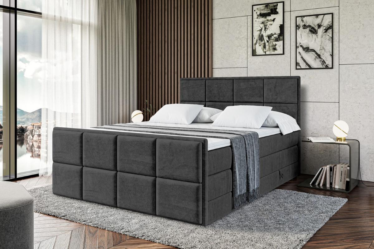 BOXSPRINGBETT NOVA-Z KING - 180 x 200 - H3/H4 - Schwarz - Schwarz, Holzwerkstoff (180/200cm) - ALTDECOR
