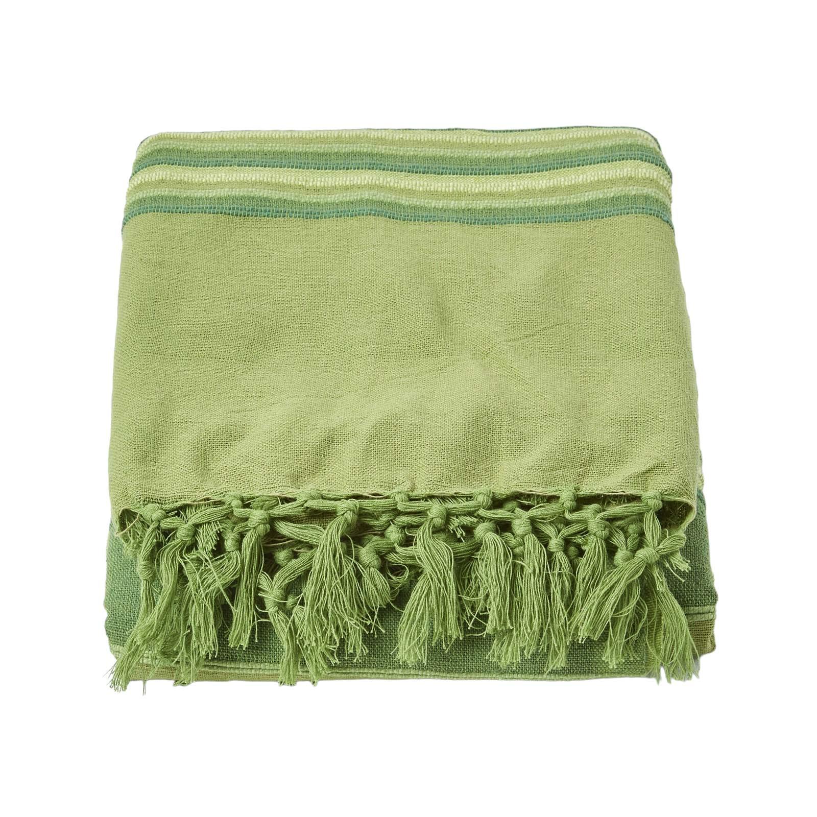 WOHNDECKE Morocco 150/200 cm, 100% Baumwolle gestreift - Grün, Textil (150/200cm) - Homescapes