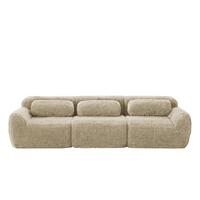3-SITZER SOFA plüschstoff in hellkhaki, rahmenlos & montagefrei - Hellgelb, Textil (291/73/104cm) - Urban Meuble
