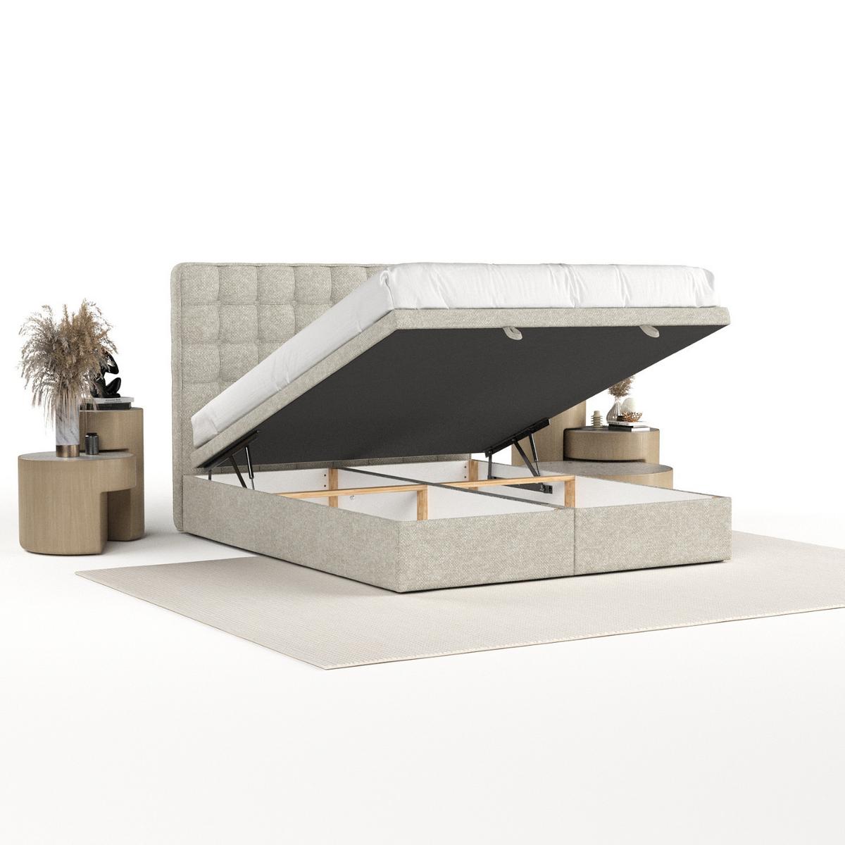 POLSTERBETT Celestia mit Stauraum 120/200 cm Beige im Alta Stoff - Beige/Schwarz, Holz/Holzwerkstoff (120/200cm) - AltaBeds