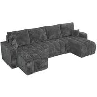 WOHNLANDSCHAFT KIRASSO U Dunkelgrau Cord - Dunkelgrau/Grau, Textil/Metall (320/86/147cm) - MKS
