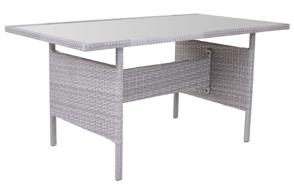POLY-RATTAN-GARNITUR Hellgrau - Hellgrau, Kunststoff - MCW