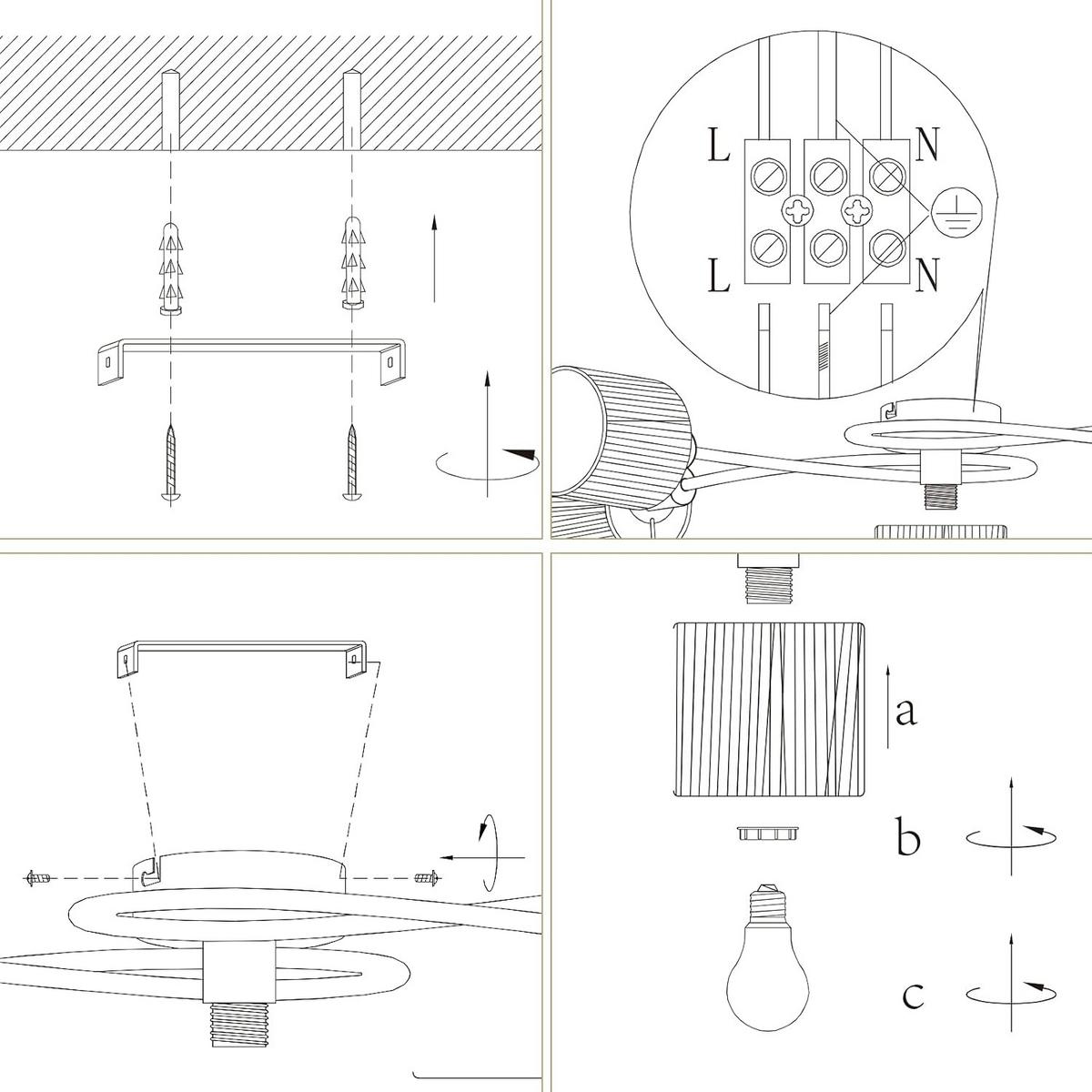 DECKENSTRAHLER Funkelau 47/16.5/72.5 cm - Schwarz, Metall (72.5/47/16.5cm) - ZMH
