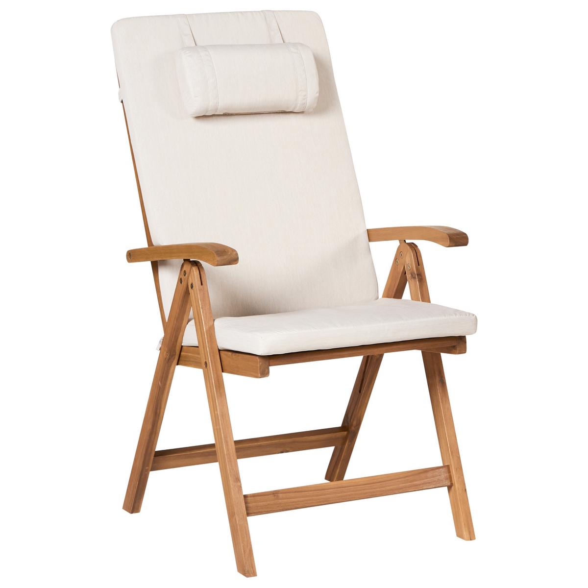 GARTENMÖBEL-SET 6-Sitzer Hellbeige Akazienholz Java Premium - Hellbraun, Holz - Beliani