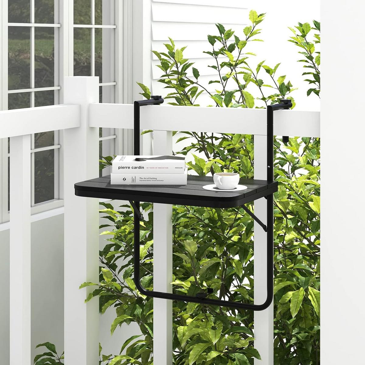BALKONHÄNGETISCH Schwarz - Schwarz, Kunststoff (40/60/84cm) - COSTWAY
