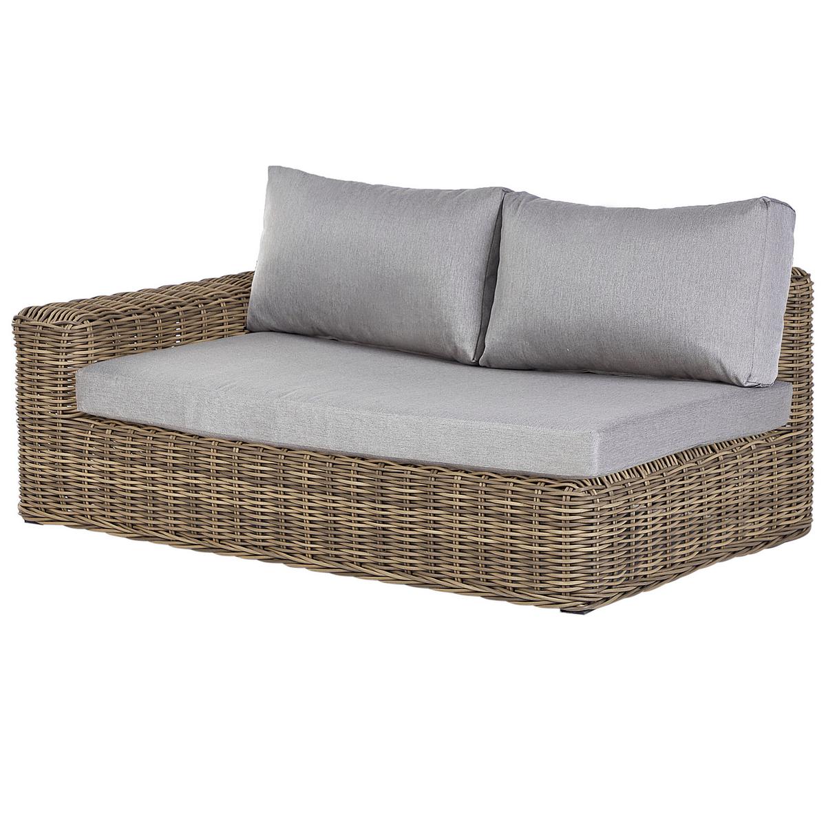 LOUNGE-SET 6-Sitzer PE Rattan Hellbraun Palermo - Braun/Grau, Kunststoff - Beliani