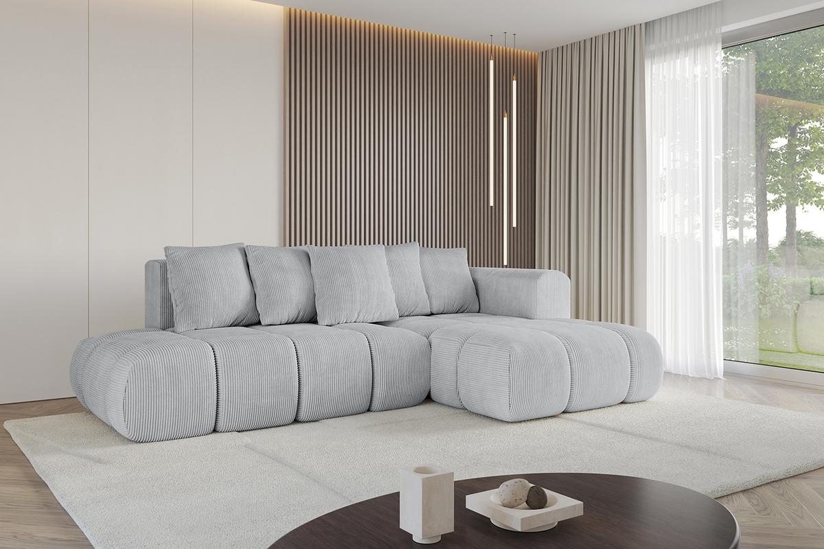 ECKSOFA Ottomane Rechts CLOUD-L-v1 280x185x90 Grau Cord - Grau, Holzwerkstoff/Kunststoff (185/280cm) - ALTDECOR