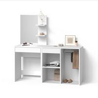 SCHMINKTISCH Nola Weiß 140 cm mit Schrank - Weiß, Holzwerkstoff (140/140/40cm) - Livinity®