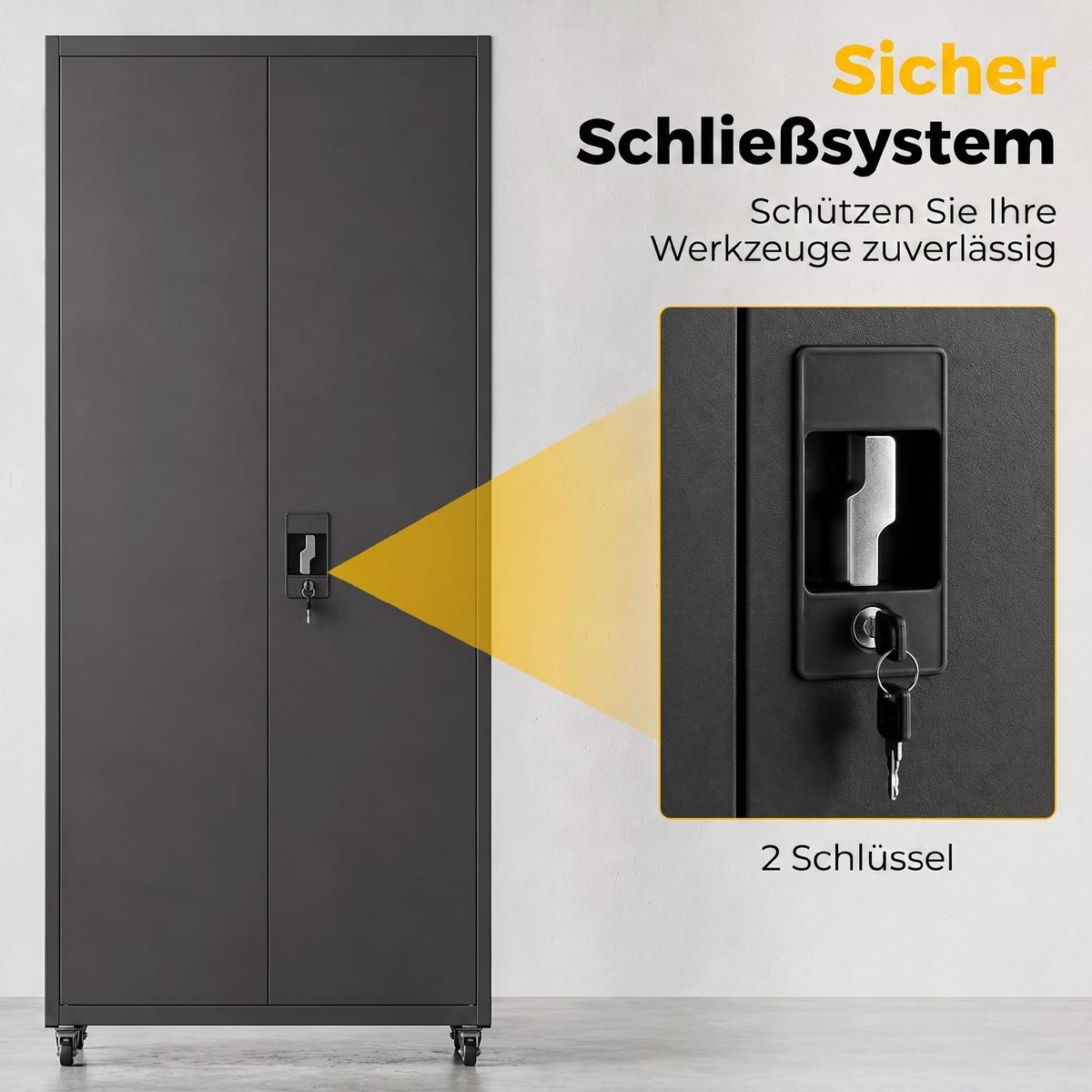 METALL-AUFBEWAHRUNGSSCHRANK Stahl Schwarz - Schwarz, Metall (40/180/80cm) - HOMCOM