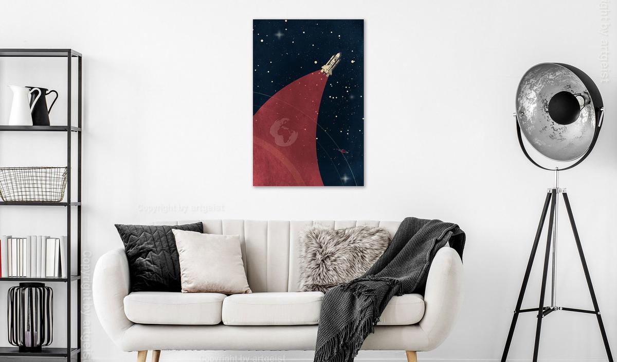 KUNSTDRUCK Blau 80/120 cm - Blau/Rot, Textil (80/120cm) - KUNSTLOFT