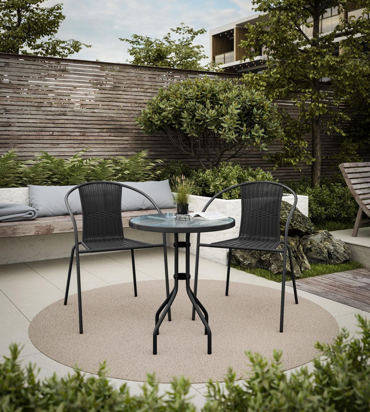 DINING LOUNGESET SIDE Gartenmöbelset aus Polyrattan - Grau, Kunststoff - Lookway