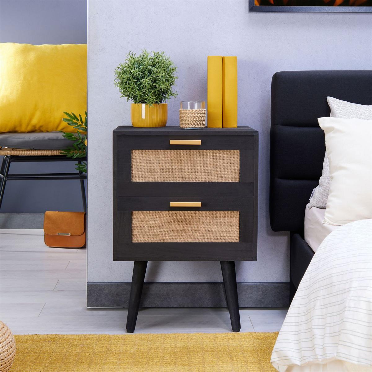 NACHTTISCH WAMAN schwarz - Schwarz, Holz (40/57/36cm) - CARO-Möbel