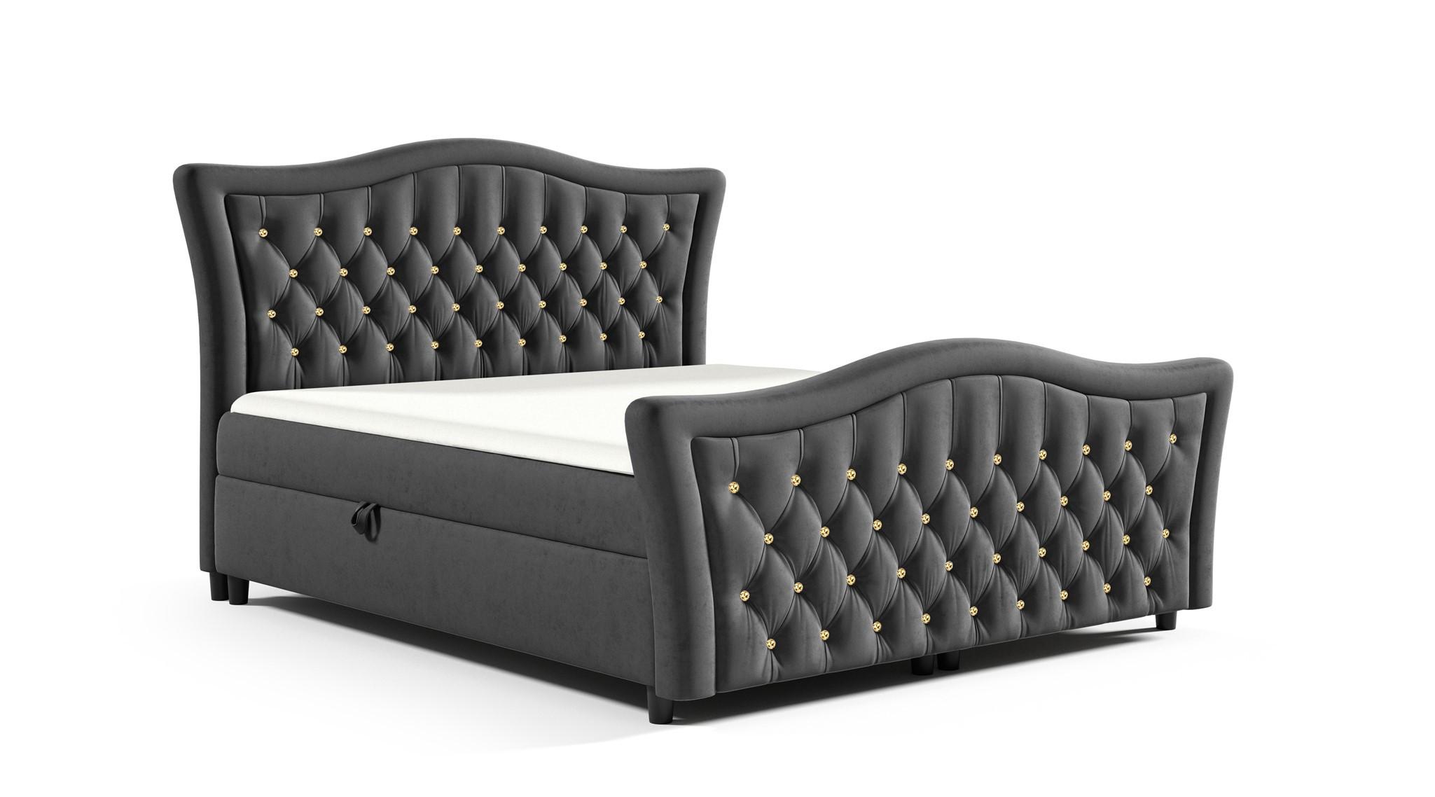 BOXBETT Turhan In Elisa Velvet - Grau, Holzwerkstoff/Textil (160/200cm) - Fun Möbel