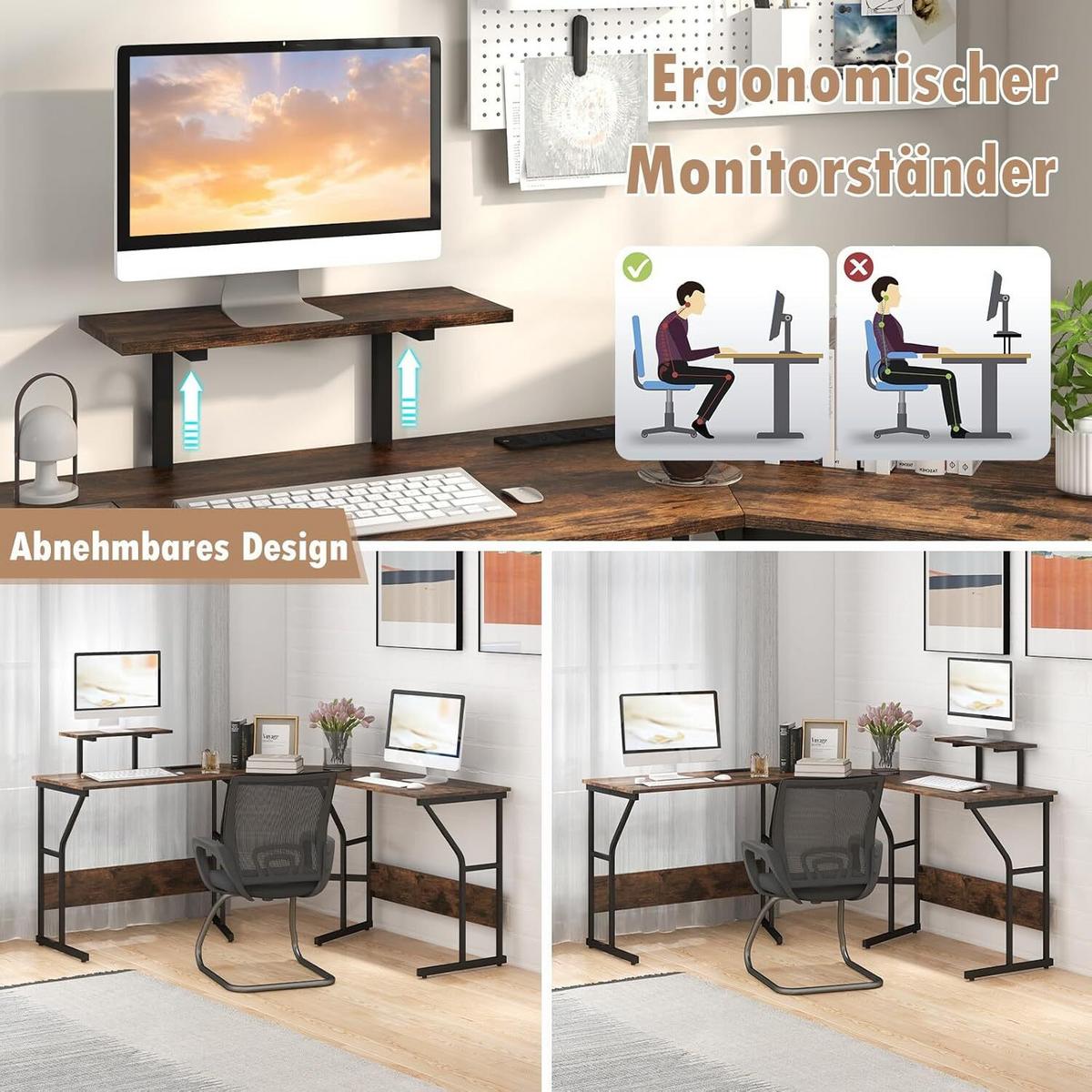 SCHREIBTISCH 91cm Braun - Braun, Holz (148/148/91cm) - COSTWAY