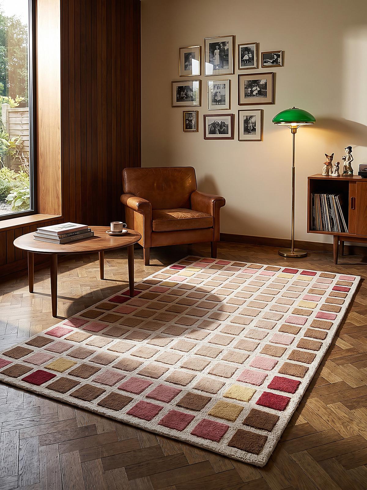 WOLLTEPPICH handgetuftet HAMPS, Quadratraster, Rosa, 200 x 290 cm - Rosa, Textil (200/290cm) - KADIMA DESIGN