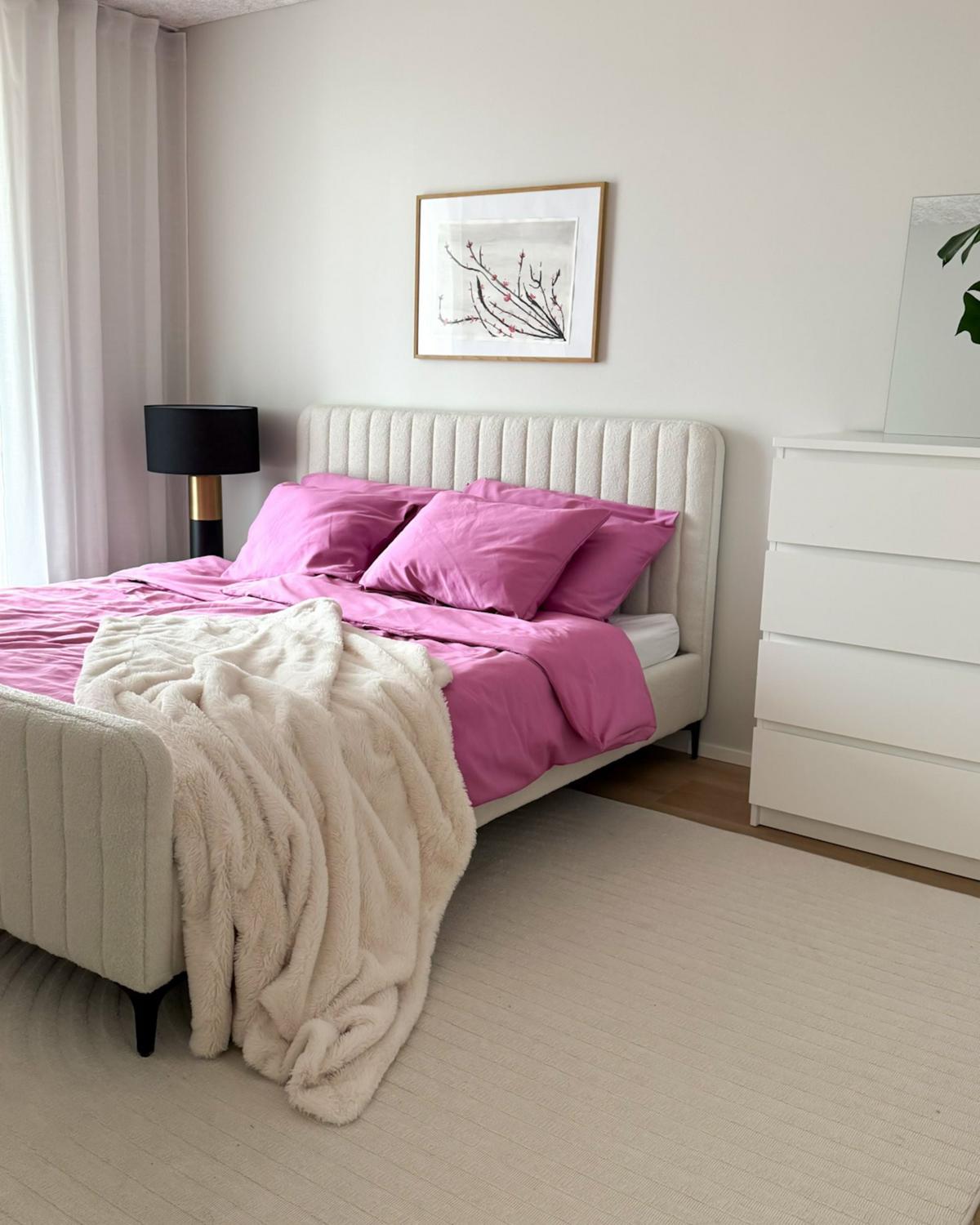 POLSTERBETT mit Lattenrost 160x200 cm Weiß Lunan - Creme, Textil (160/200cm) - Beliani
