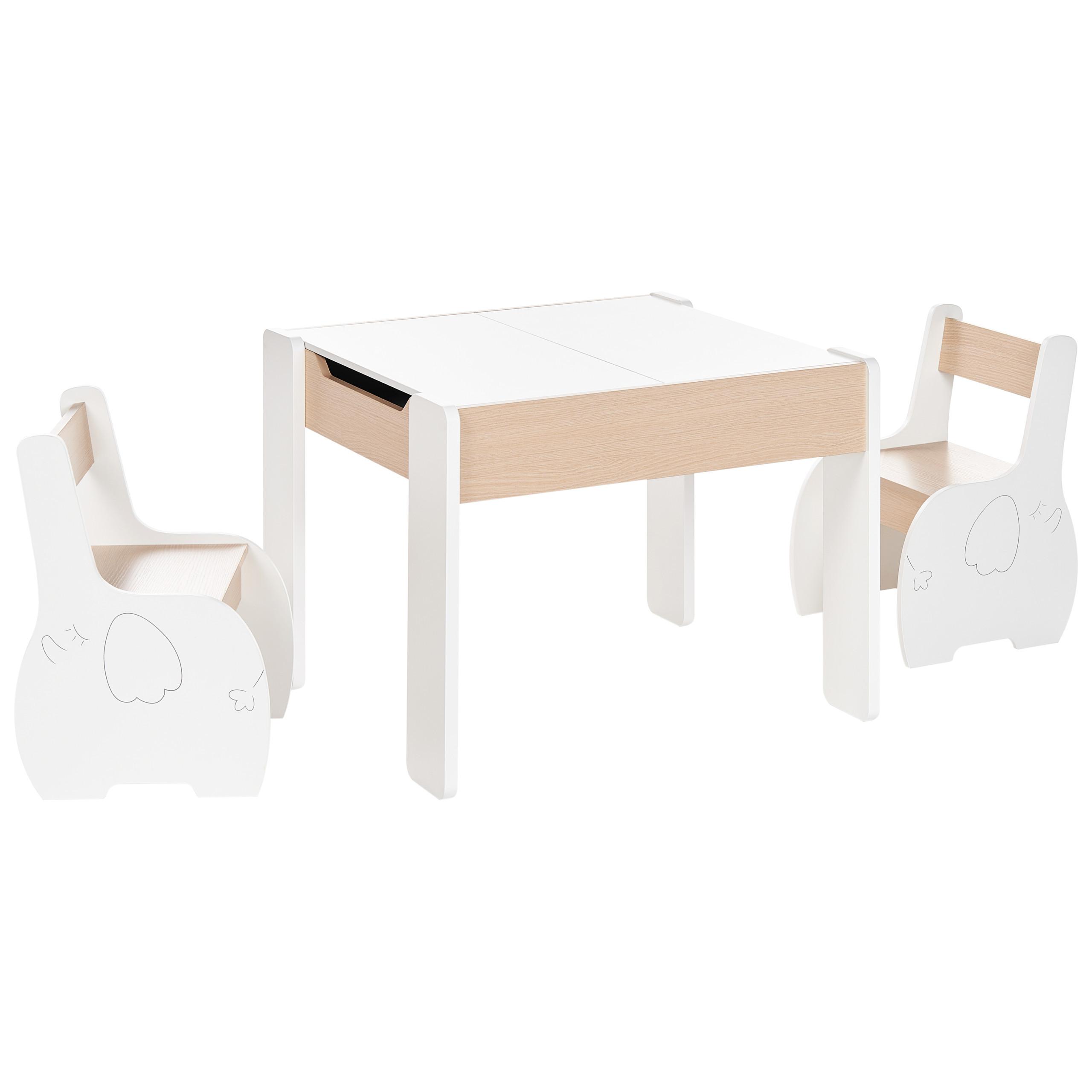 KINDERTISCH mit Stühlen Weiß Loyd - Weiß, Holzwerkstoff (60/48/57cm) - Beliani