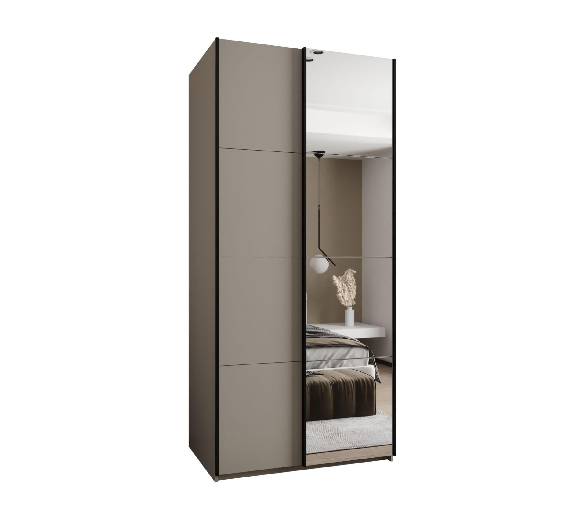 SCHWEBETÜRENSCHRANK 245,5/100/64 2-türig - Kaschmir/Schwarz, Holz/Metall (100/245/64cm) - Abiks Möbel