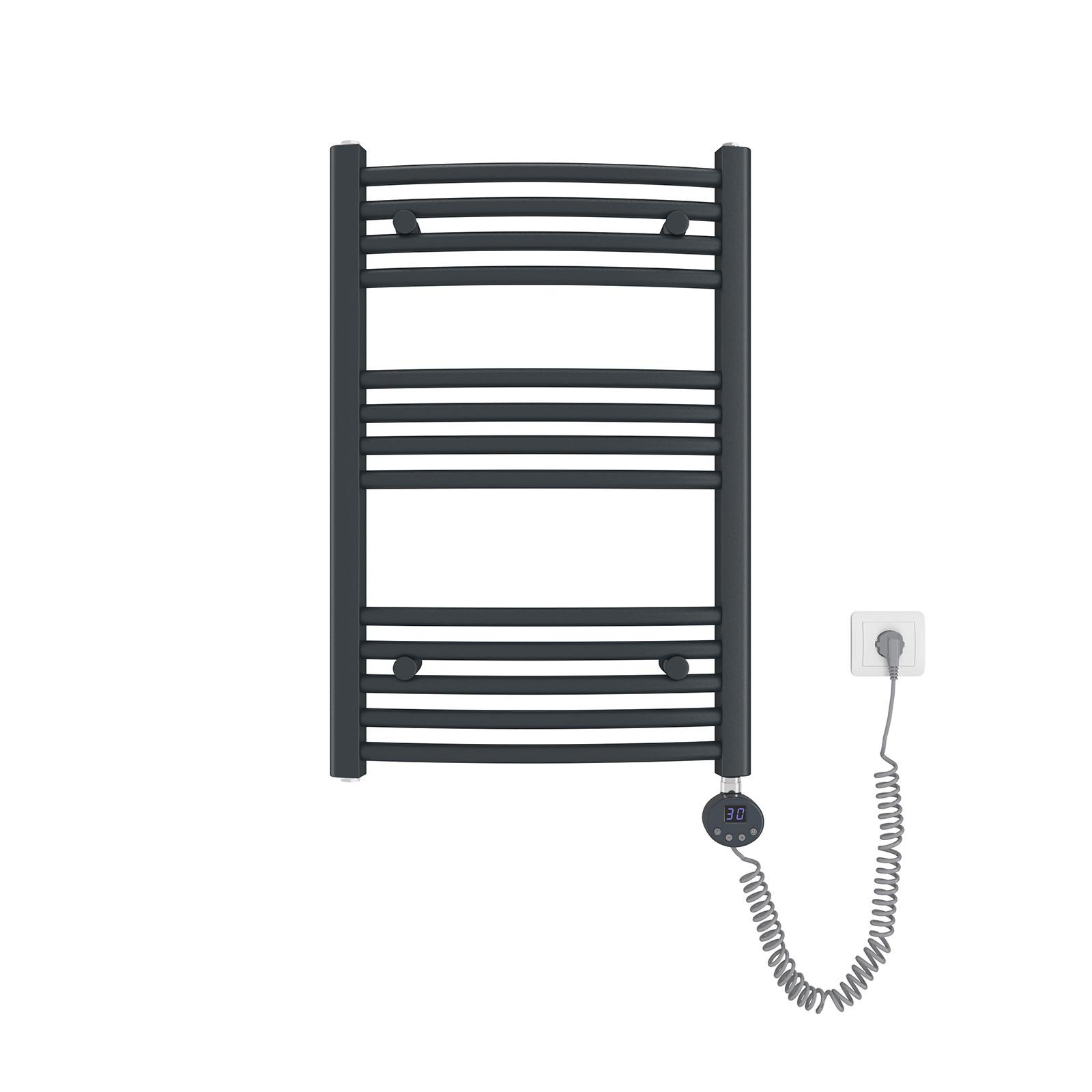 HANDTUCHHEIZKÖRPER elektrisch gebogen Anthrazit 75/50/5,6 cm - Anthrazit, Metall (50/75/5.2cm) - EMKE