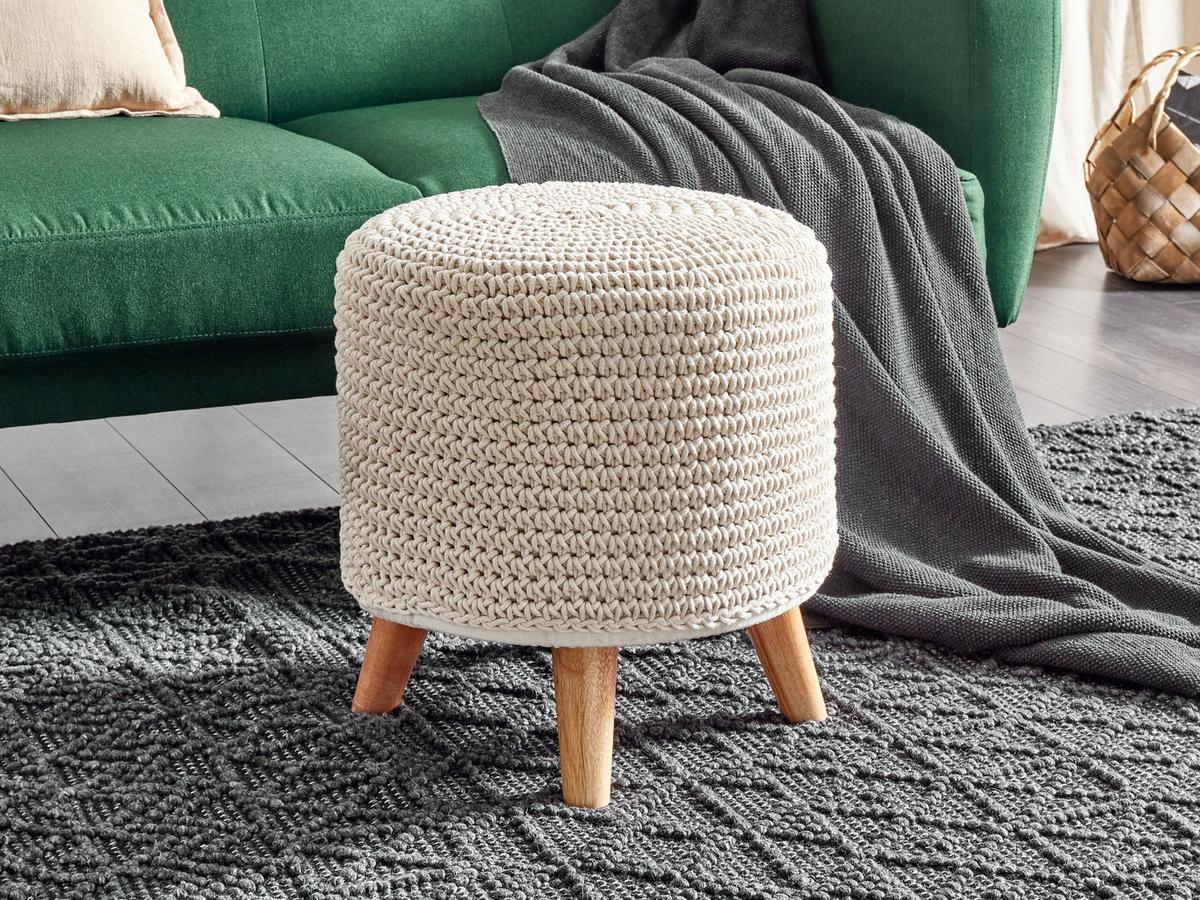 HOCKER Beige Mardan - Beige/Braun, Naturmaterialien (40/40/40cm) - Beliani