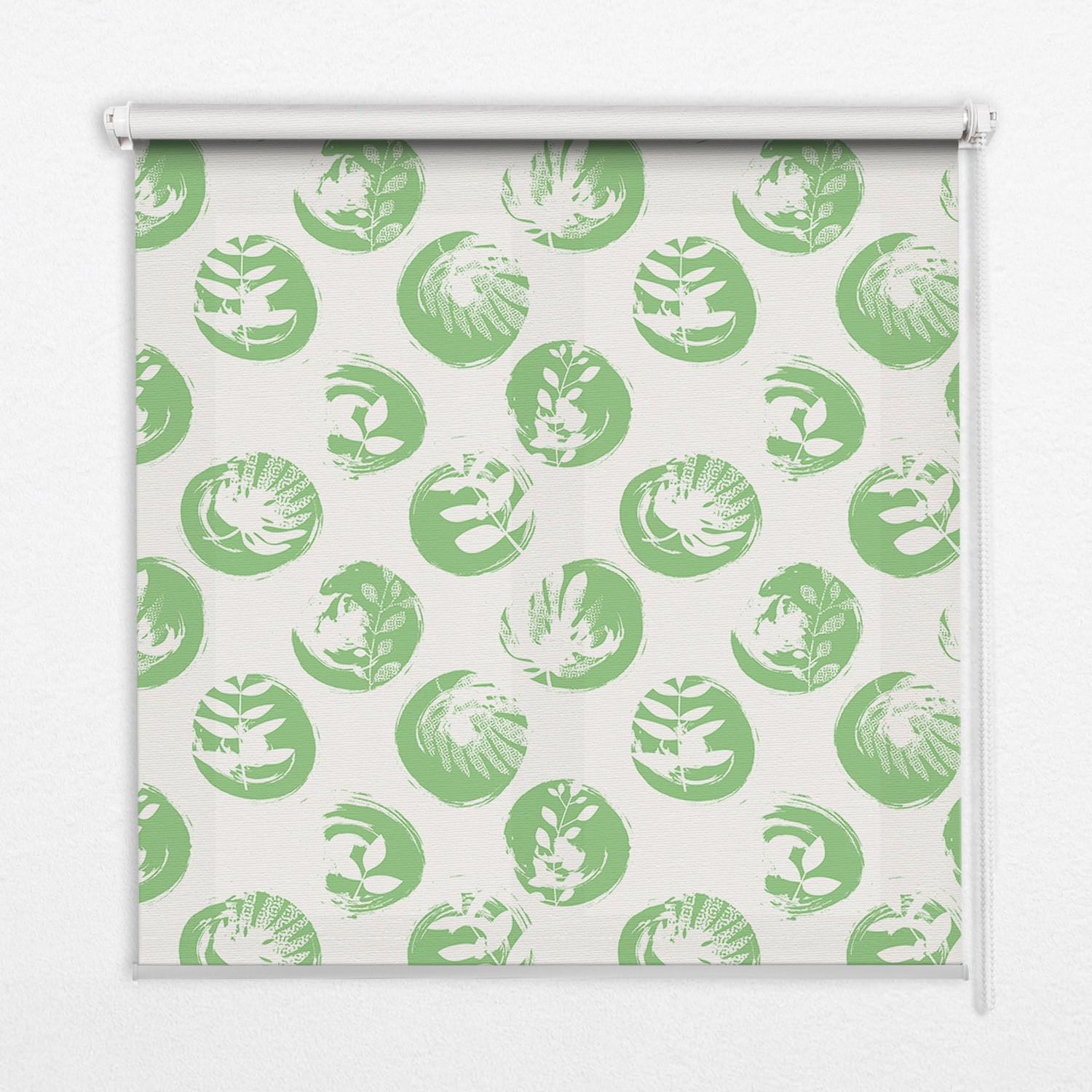 INNENROLLO - Fensterrollo - Rollo - 140x140 cm - Pflanzen spiegeln sich in grünen Kreisen - Grün, Kunststoff (140/140/0.5cm) - TULUP