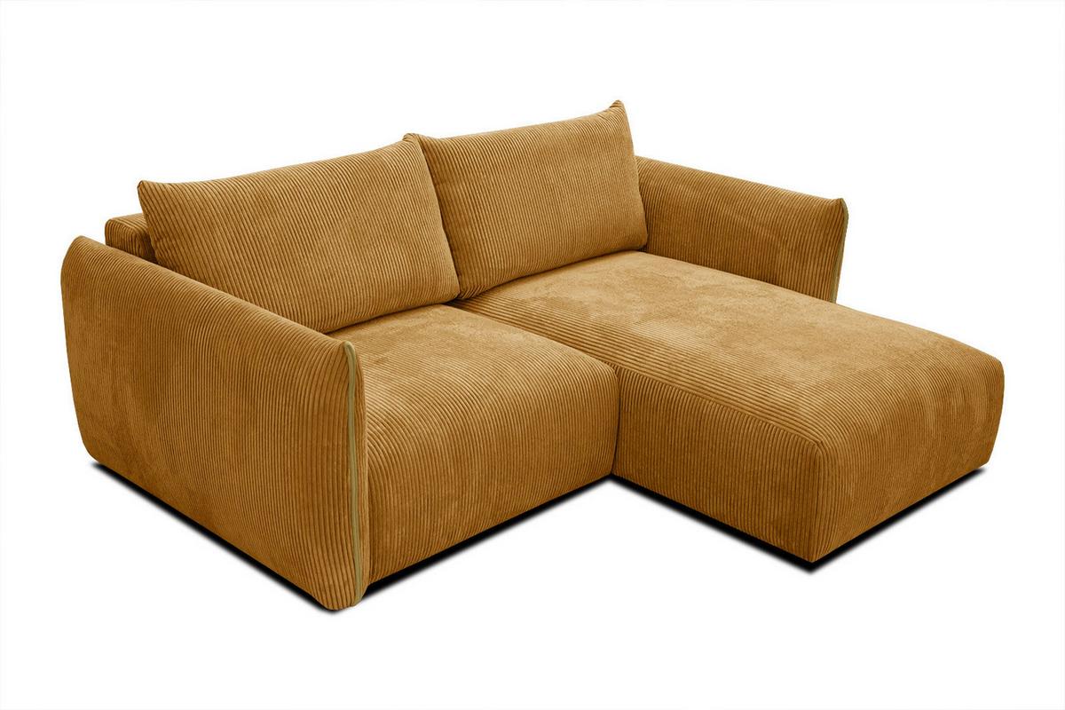 ECKSOFA TAUER 3-Sitzer, honig - Schwarz/Honig, Holzwerkstoff/Kunststoff (206/173cm) - Wozimo