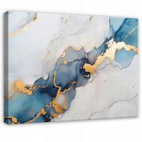 LEINWANDBILD Abstrakt Marmor Blau Gold Modern Wohnzimmer 60x40 - Grau, Holzwerkstoff (60/40cm) - Wallarena