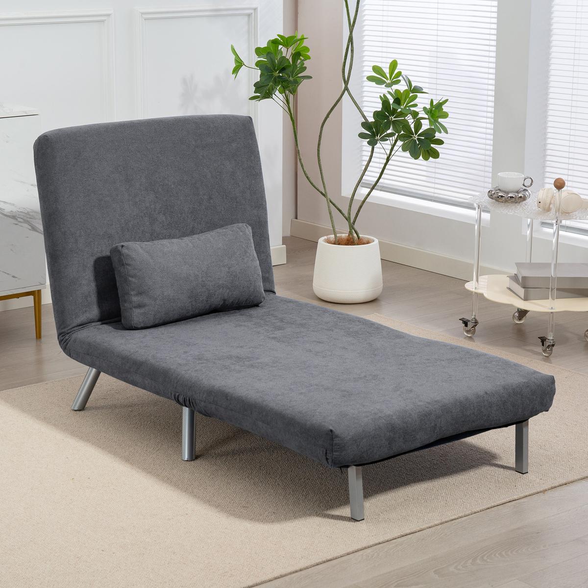 SCHLAFSESSEL Polyester Metall Dunkelgrau - Dunkelgrau/Silberfarben, Textil/Metall (75/83/80cm) - HOMCOM