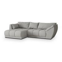 ECKSOFA ORENTI L-S Hellgrau Boucle-Stoff mit Schlaffunktion - Hellgrau, Holz (287/182cm) - MASSENO