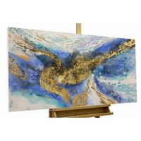 ACRYLBILD HANDGEMALT 120/60 cm - Blau/Goldfarben, Holz/Textil (120/60cm) - KUNSTLOFT