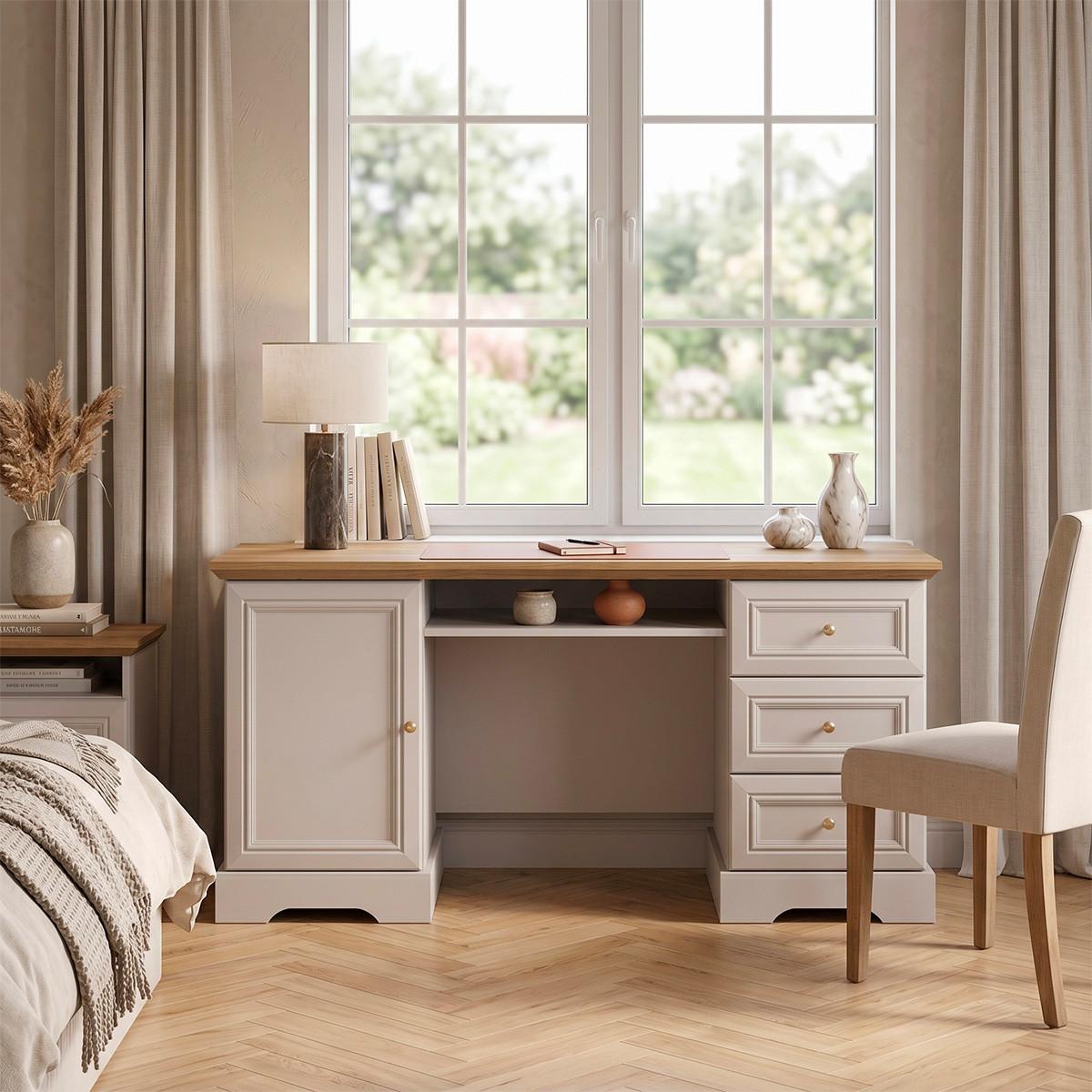 SCHREIBTISCH Dulci Kaschmir und Holz - Beige, Holzwerkstoff (57.2/144.7/72.4cm) - Petits-meubles