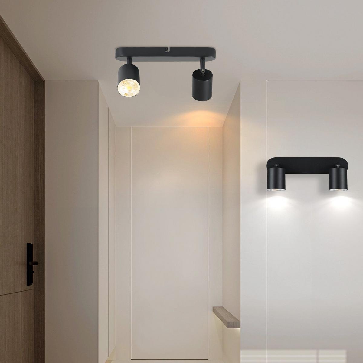 DECKENSTRAHLER Freiheit 2-flammig 27/7/14 cm - Schwarz, Metall (27/7/14cm) - Nettlife