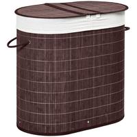 WÄSCHEKORB Wäschebox 100L Wäschesammler mit Deckel, 2 Wäschesäcken, Bambus - Braun, Naturmaterialien (37/60.5/62.5cm) - HOMCOM