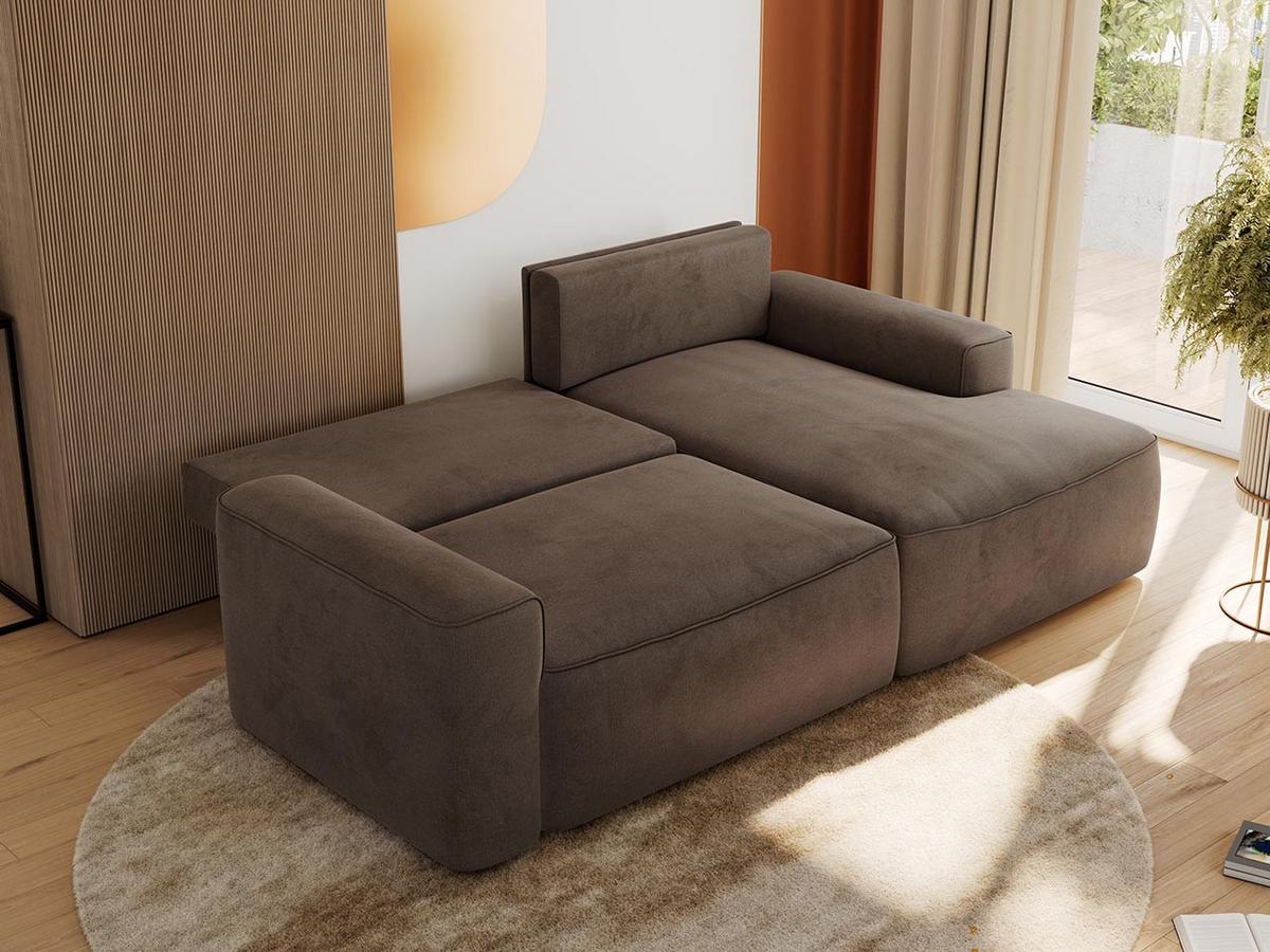 ECKSOFA BELLUNO L Braun Velvet - Rechts - Schwarz/Braun, Textil (233/144cm) - MKS
