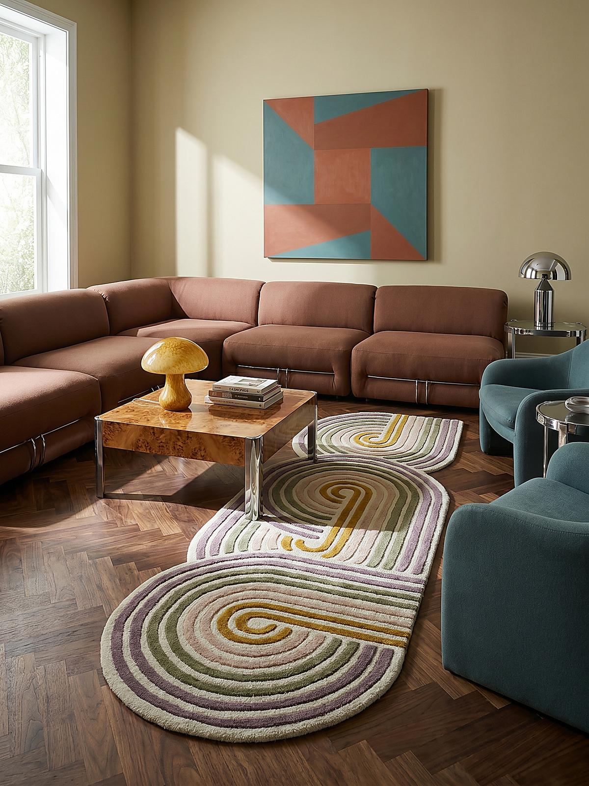 WOLLTEPPICH SOAR, abstrakt, Grün, 80 x 300 cm - Beige, Textil (300/80cm) - KADIMA DESIGN