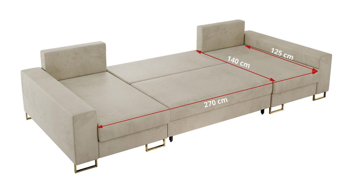 WOHNLANDSCHAFT DORIAN U Velvet Beige - Beige/Goldfarben, Textil/Metall (312/85/138cm) - MKS