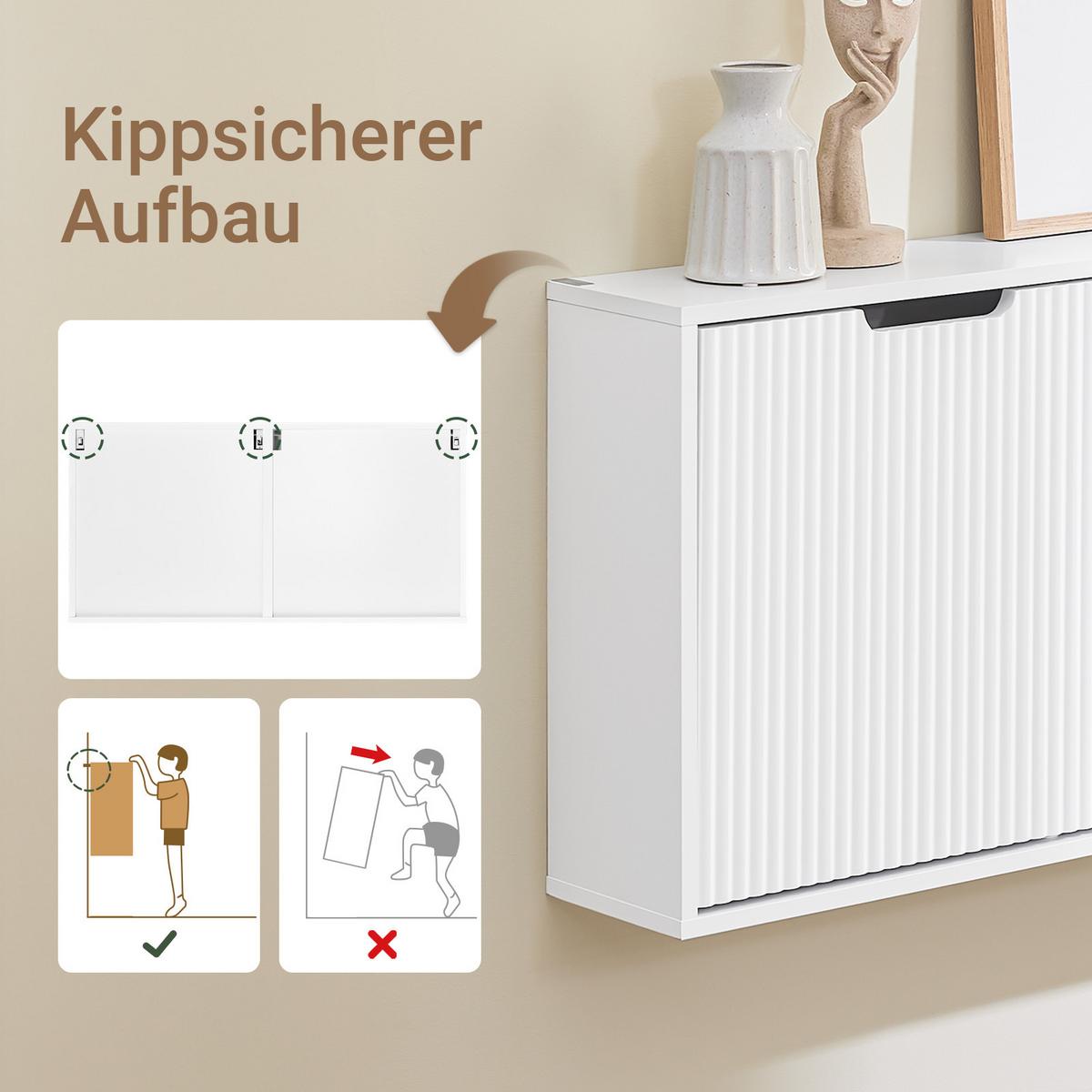 SCHUHSCHRANK Schmal, Schuhkipper Weiß 50x100x19cm - Weiß, Holzwerkstoff (50/100/19cm) - SoBuy
