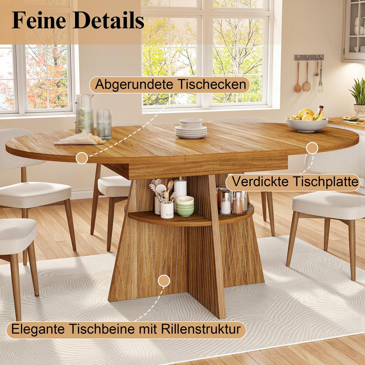 ESSTISCH Ausziehbar Dunkelbraun mit Ablagefach & Runden Ecken - Dunkelbraun, Holzwerkstoff (110/110/76cm) - Urban Meuble