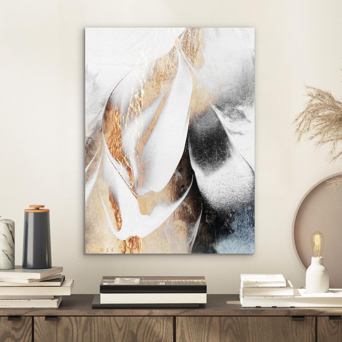 METALLBILD Luxus - Abstrakt - Gold - Weiß 30x40 cm - Goldfarben, Metall (30/40cm) - MuchoWow