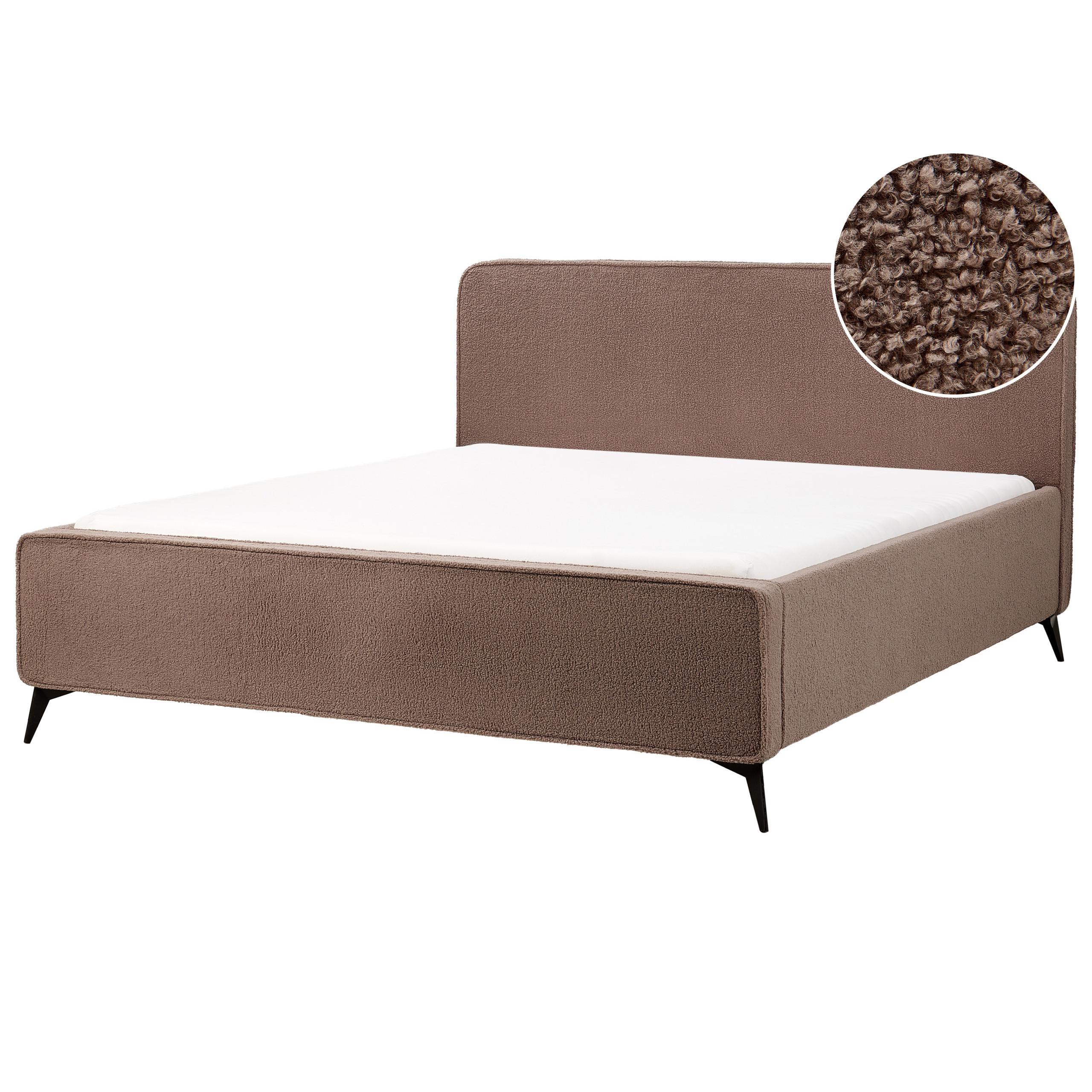 BETT mit Lattenrost 180/200 cm Bouclé Braun Valognes - Braun, Textil (180/200cm) - Beliani