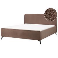 BETT mit Lattenrost 180/200 cm Bouclé Braun Valognes - Braun, Textil (180/200cm) - Beliani