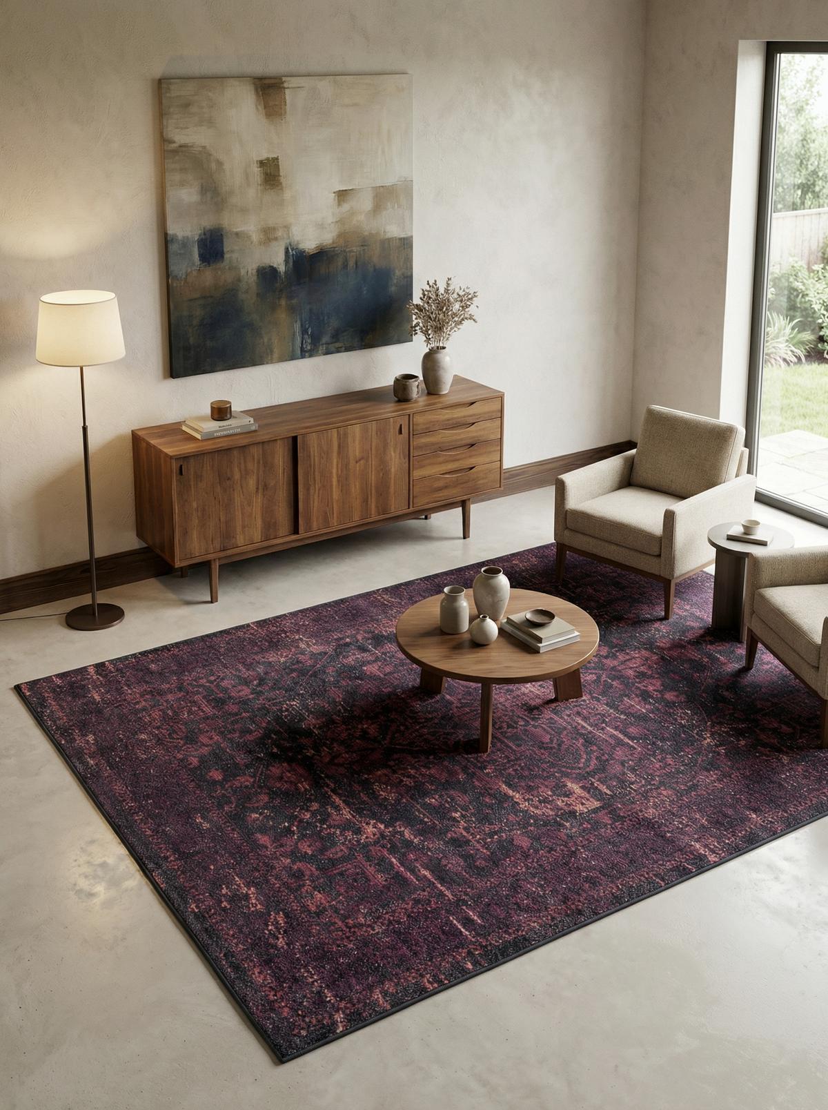 TEPPICH Flachgewebe Waschbar PIZOL in Rot, im Vintage-Stil, 200 x 290 cm - Rot, Textil (290/200cm) - KADIMA DESIGN