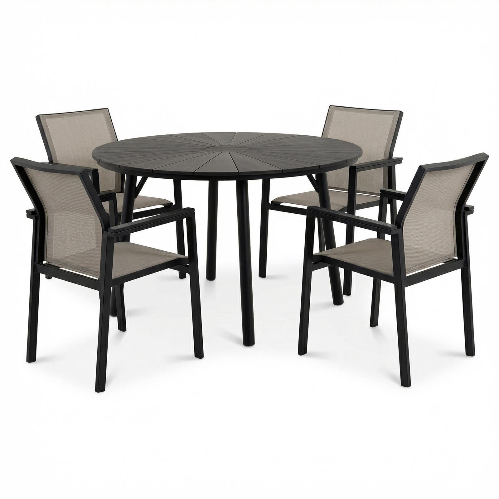 GARTENMÖBEL SET AGAPE/WINDY 5er Set grau, schwarz - Grau, Metall - IDIMEX