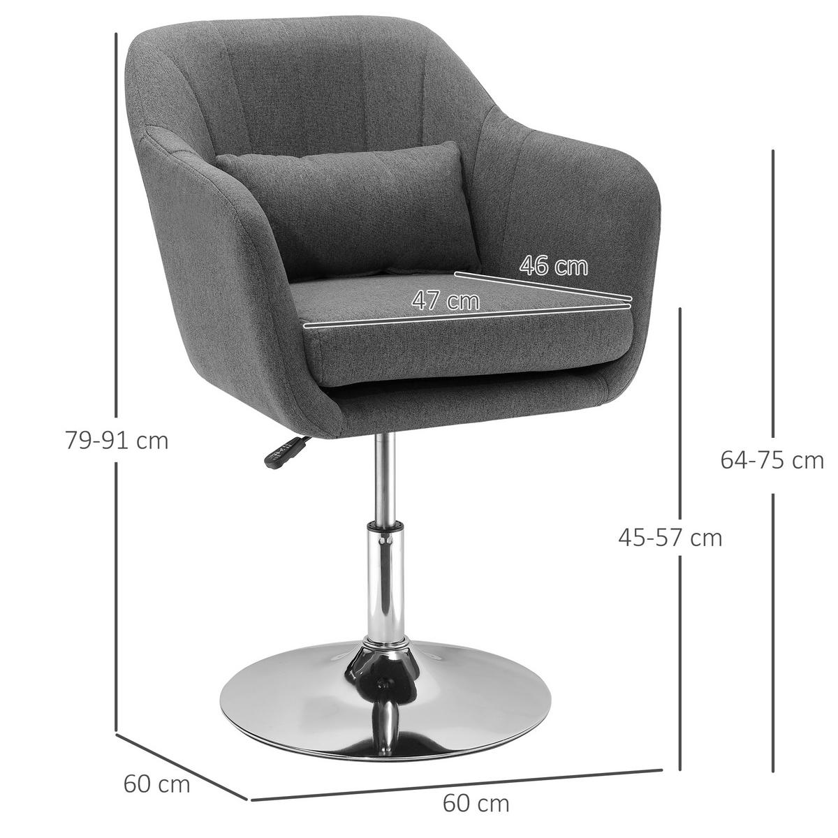 SESSEL Polyester Dunkelgrau - Dunkelgrau, Kunststoff (60/91/60cm) - HOMCOM