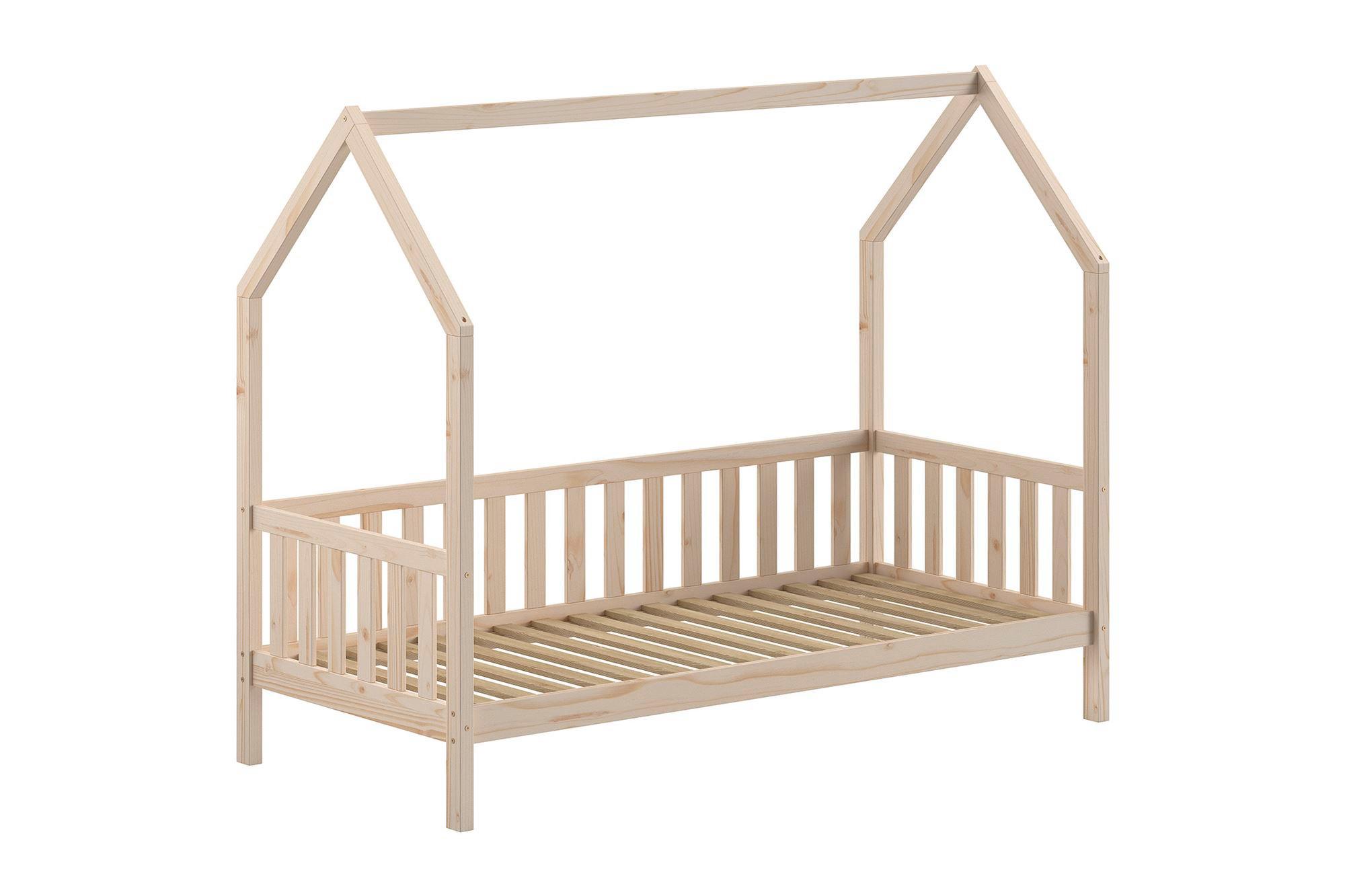 HAUSBETT Kandace 90x200 Kiefer massiv natur mit Dachaufbau - Kieferfarben, Holz (90/200cm) - 58aufmkessel