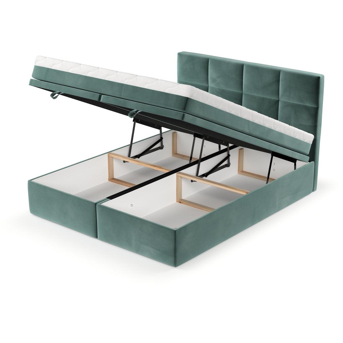 BOXBETT Tessa 160/200 cm Türkis im Kronos Stoff - Türkis/Schwarz, Holz/Holzwerkstoff (160/200cm) - AltaBeds