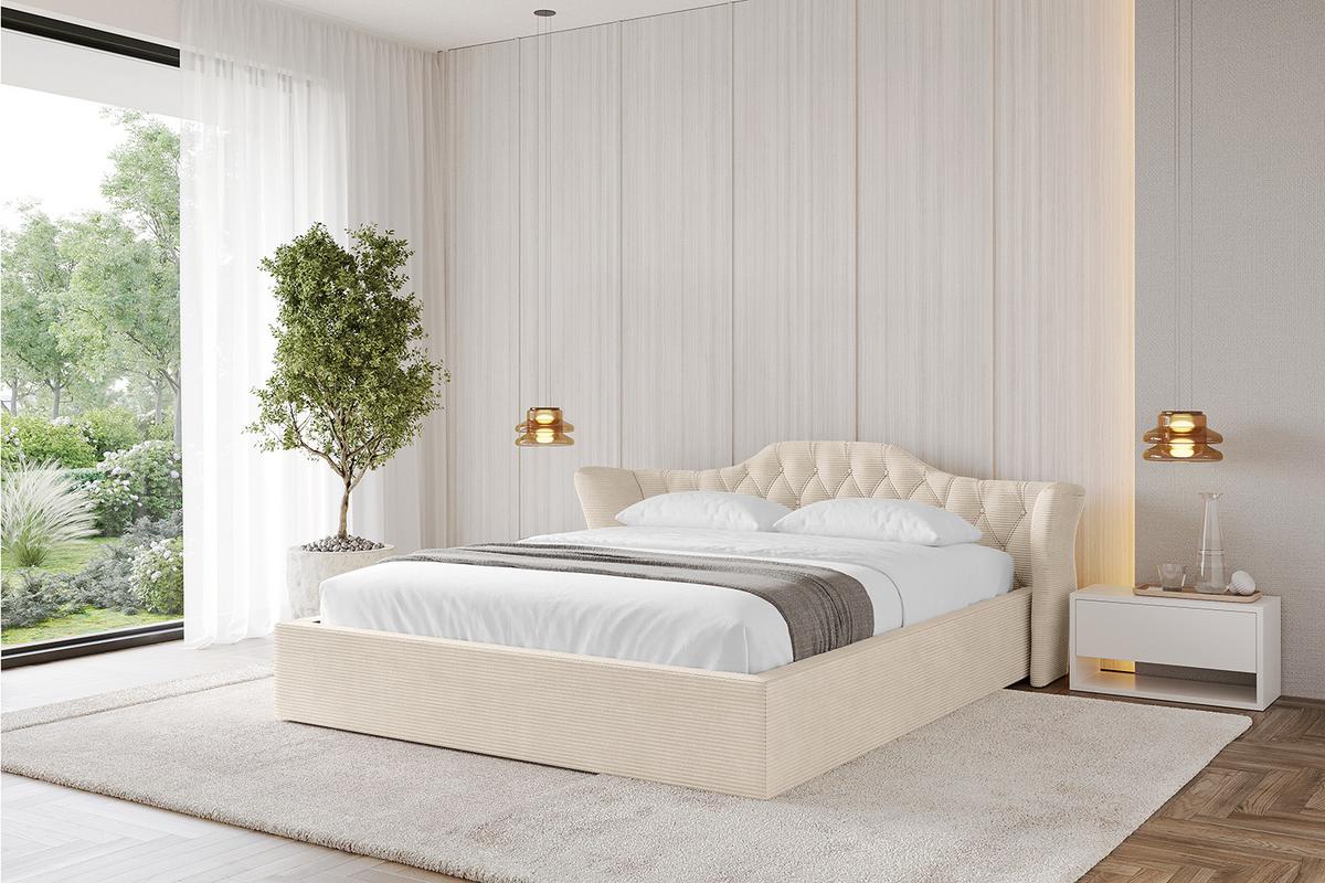 POLSTERBETT mit Bettkasten und Lattenrost, Boxbett ohne Matratze - ZORAN-V1 120x200 Beige - Creme, Holzwerkstoff/Textil (120/200cm) - ALTDECOR