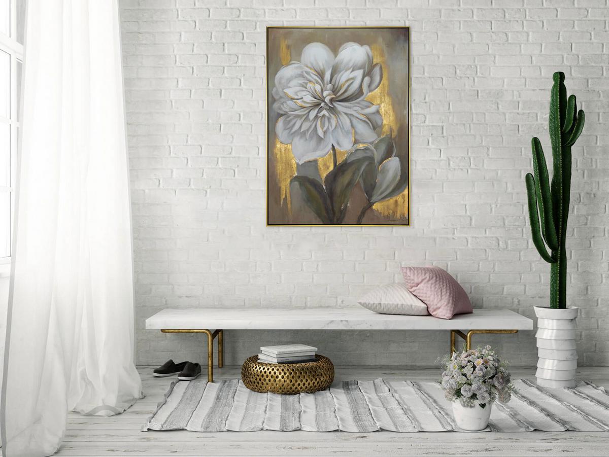 ACRYLBILD HANDGEMALT 72/102 cm - Beige/Weiß, Textil (72/102cm) - KUNSTLOFT